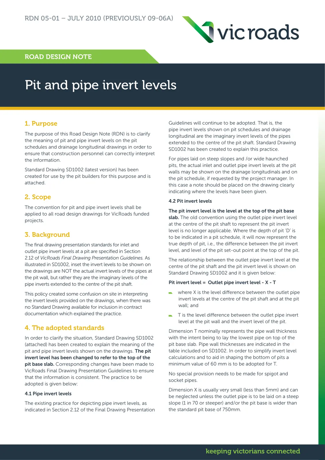 غلاف تقرير Pit and Pipe Invert Levels