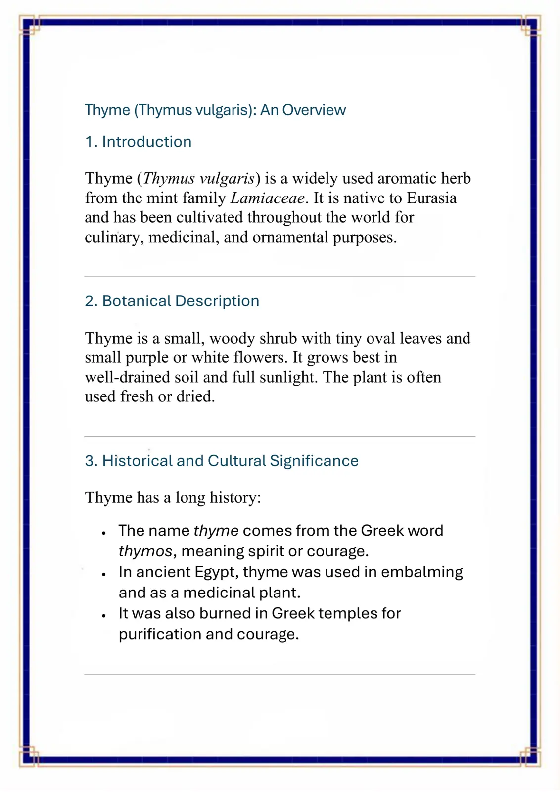 غلاف تقرير Thyme (Thymus vulgaris): An Overview