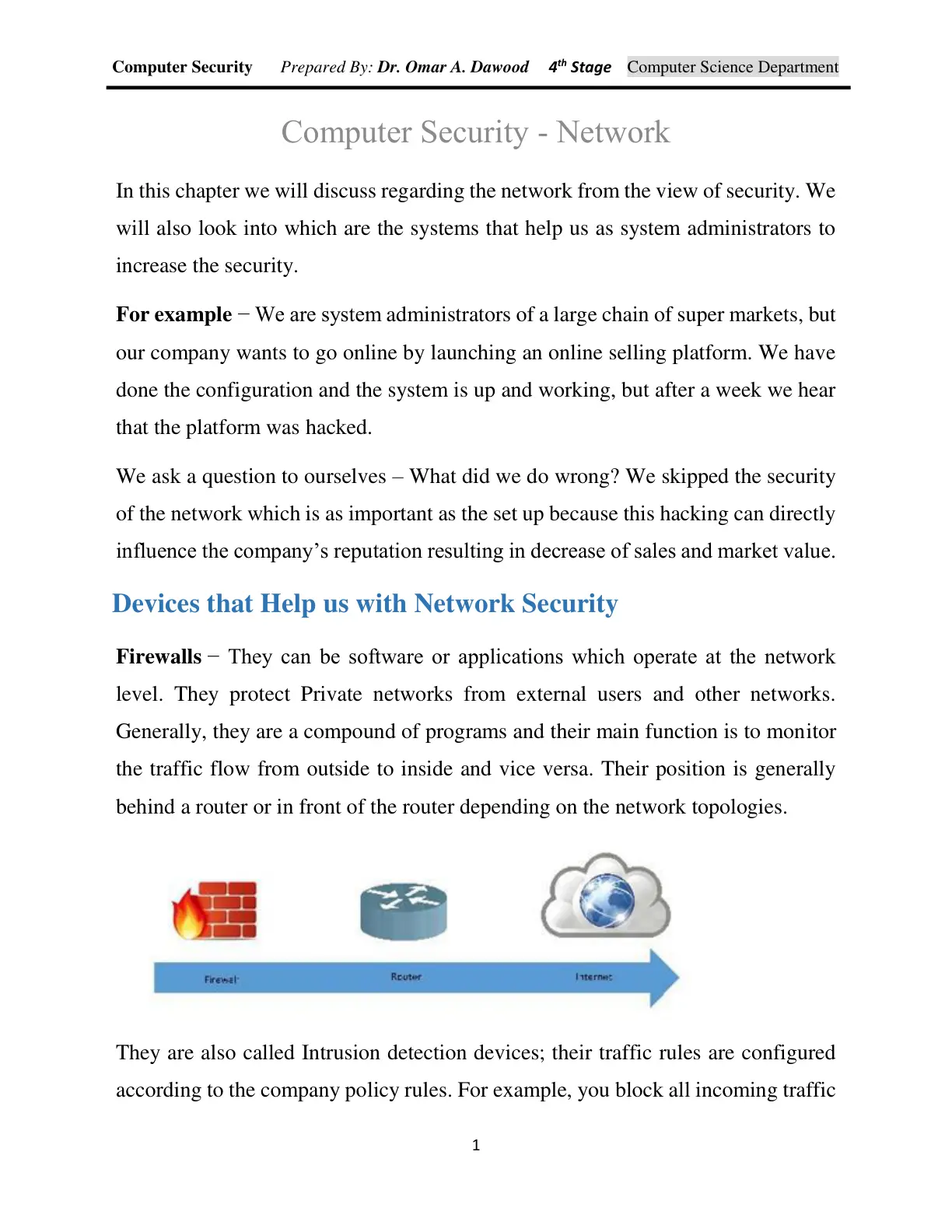 غلاف تقرير Computer Security - Network
