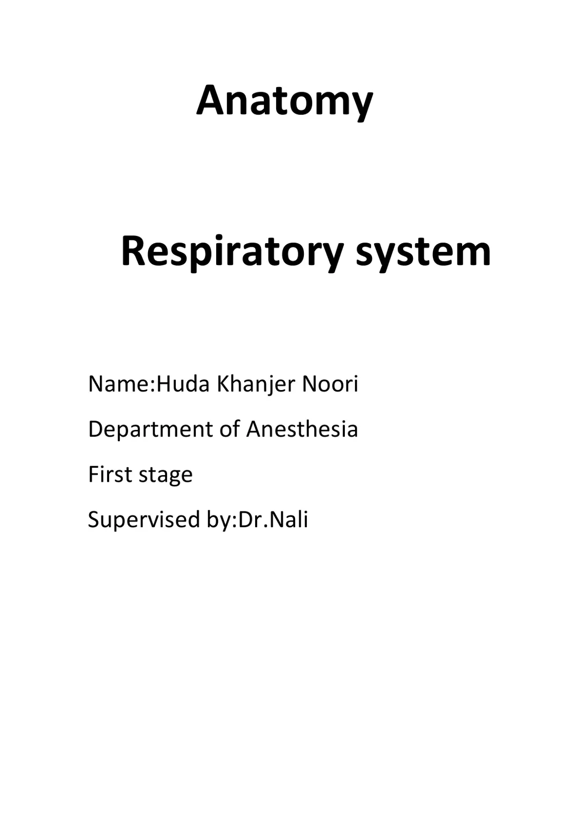غلاف تقرير Anatomy Respiratory system