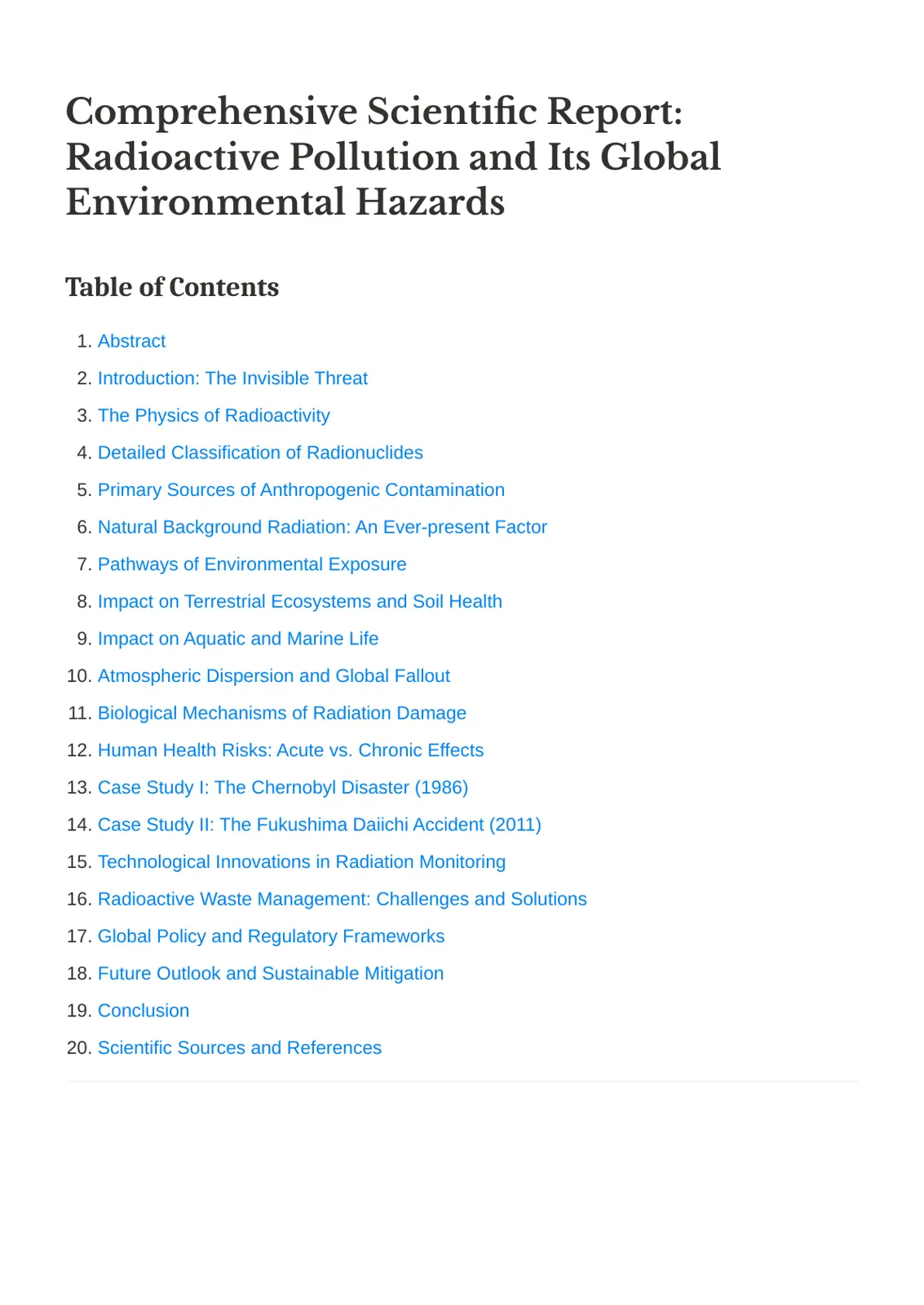 غلاف تقرير Comprehensive Scientific Report: Radioactive Pollution and Its Global Environmental Hazards