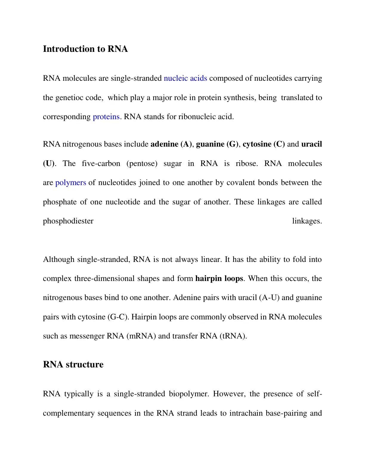 غلاف تقرير Introduction to RNA