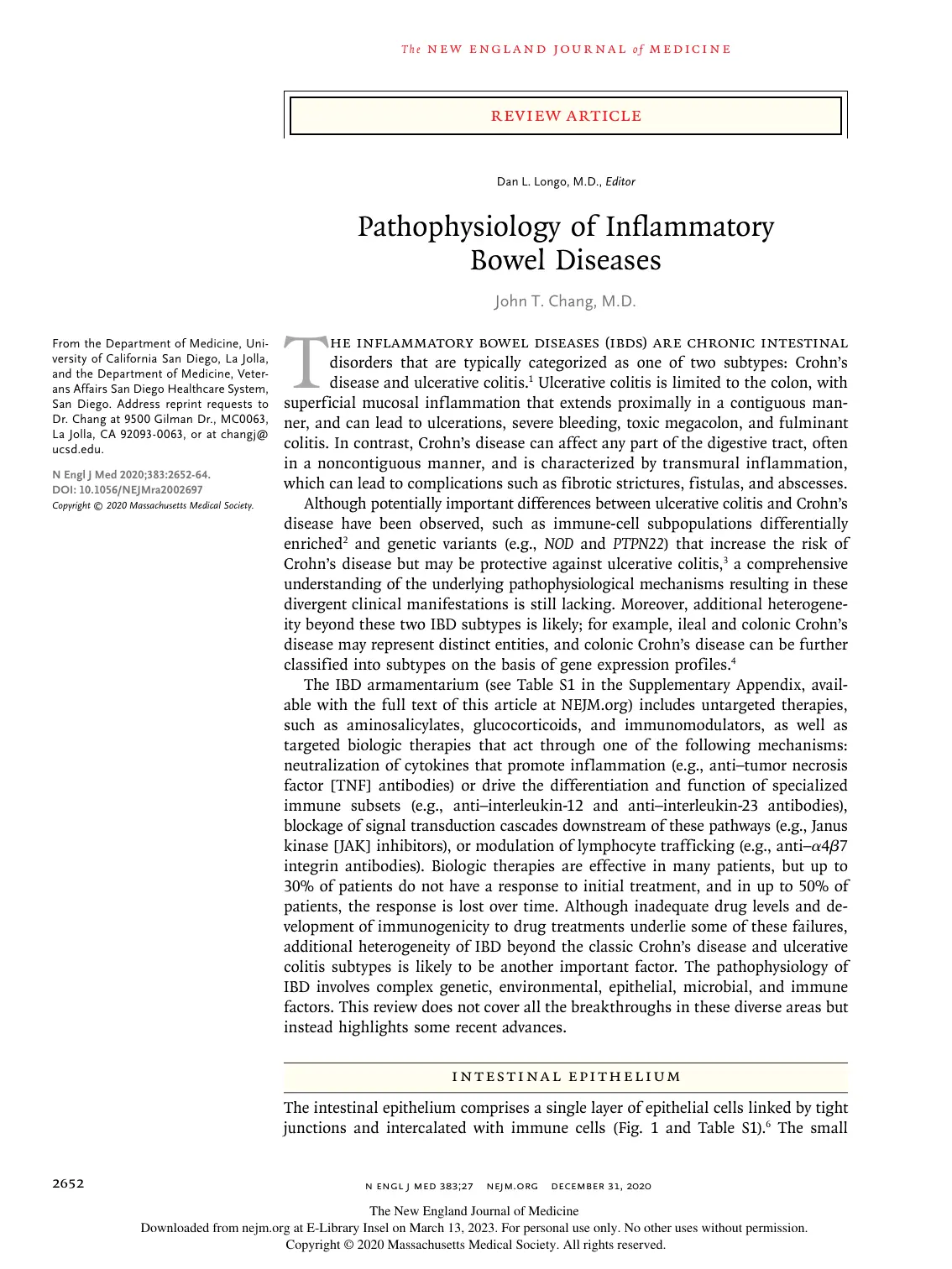 غلاف تقرير Pathophysiology of Inflammatory Bowel Diseases