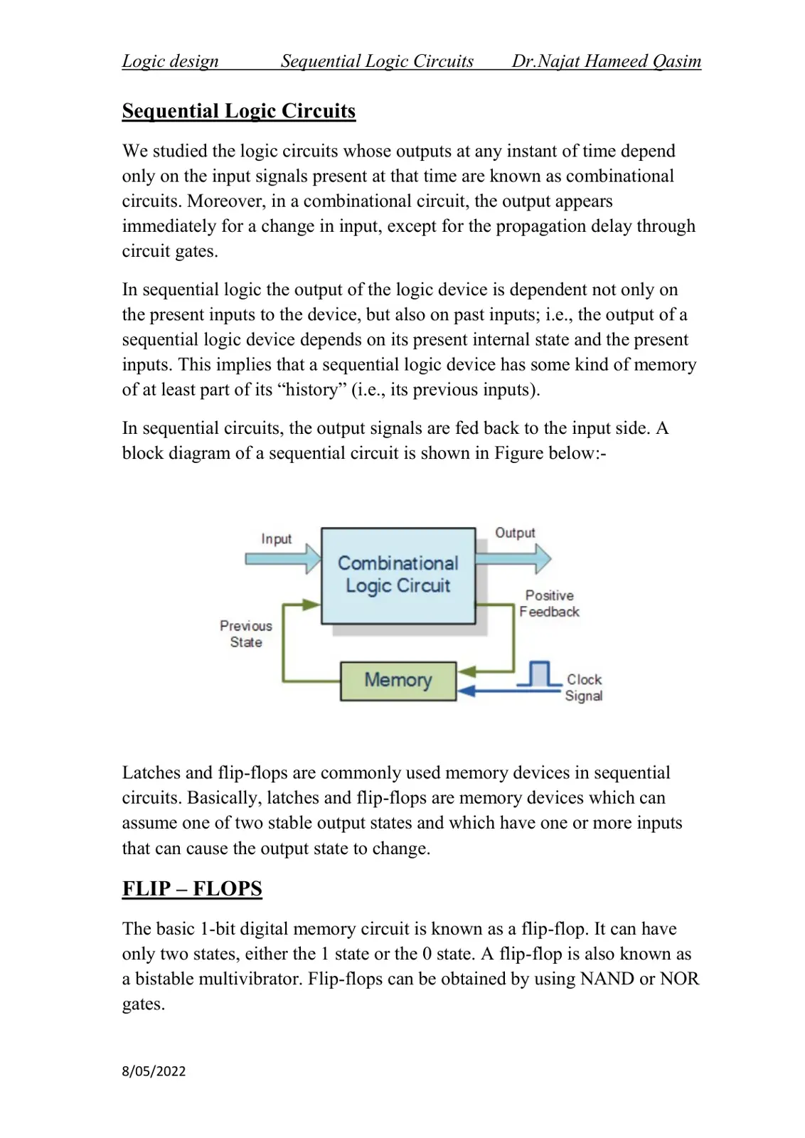 غلاف تقرير Sequential Logic Circuits