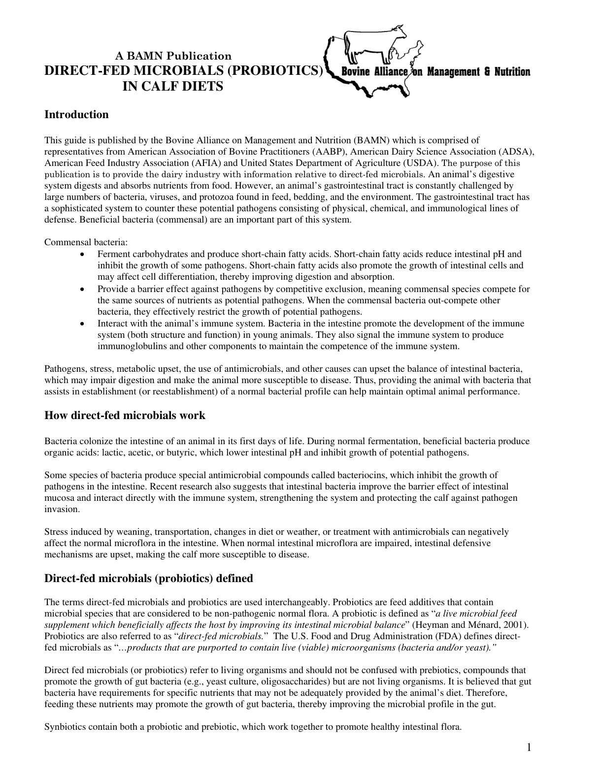 غلاف تقرير Direct-Fed Microbials (Probiotics) in Calf Diets