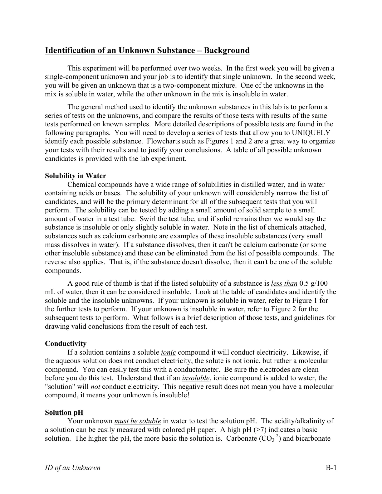 غلاف تقرير Identification of an Unknown Substance - Background