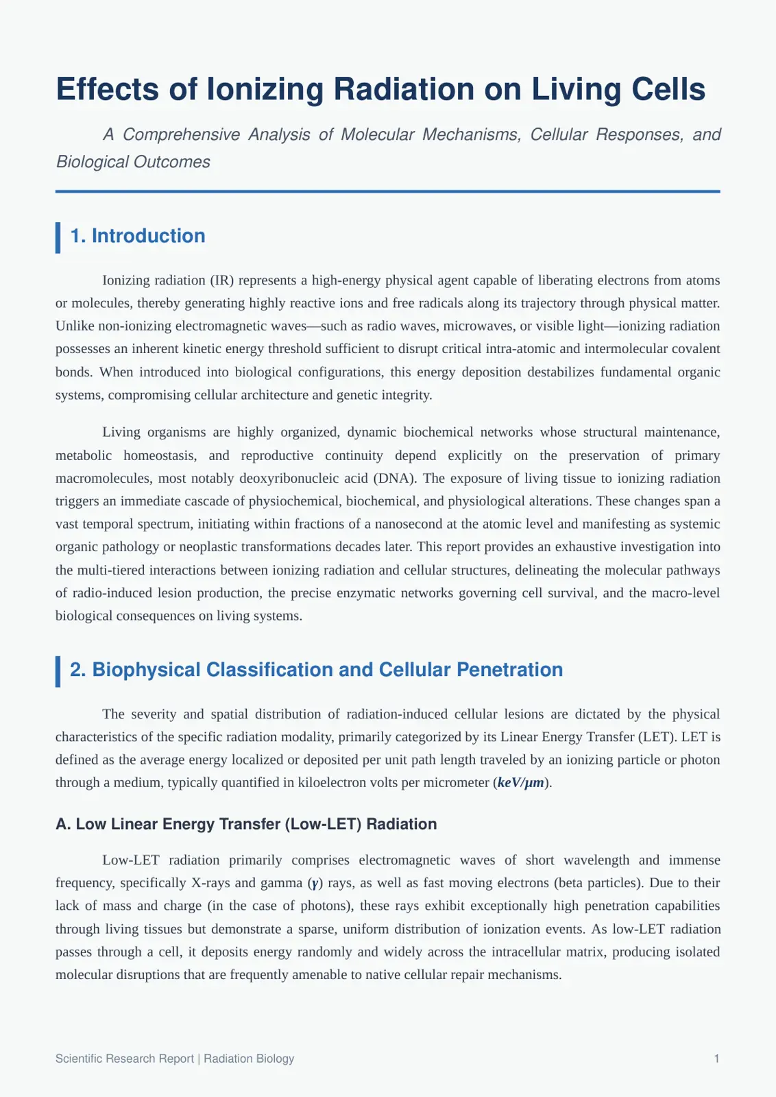 غلاف تقرير Effects of Ionizing Radiation on Living Cells