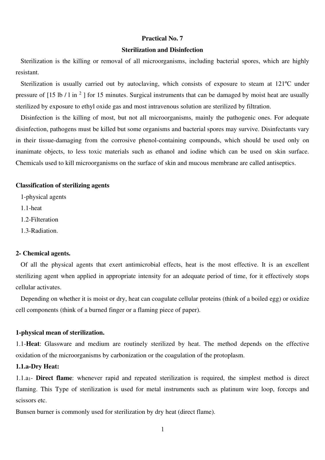 غلاف تقرير Sterilization and Disinfection - Practical No. 7