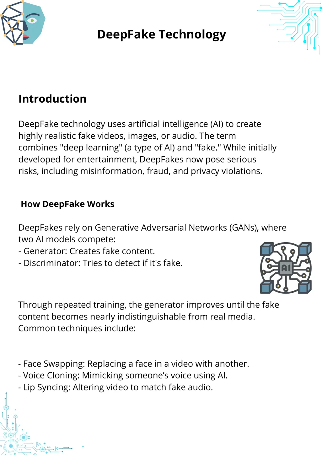 غلاف تقرير DeepFake Technology