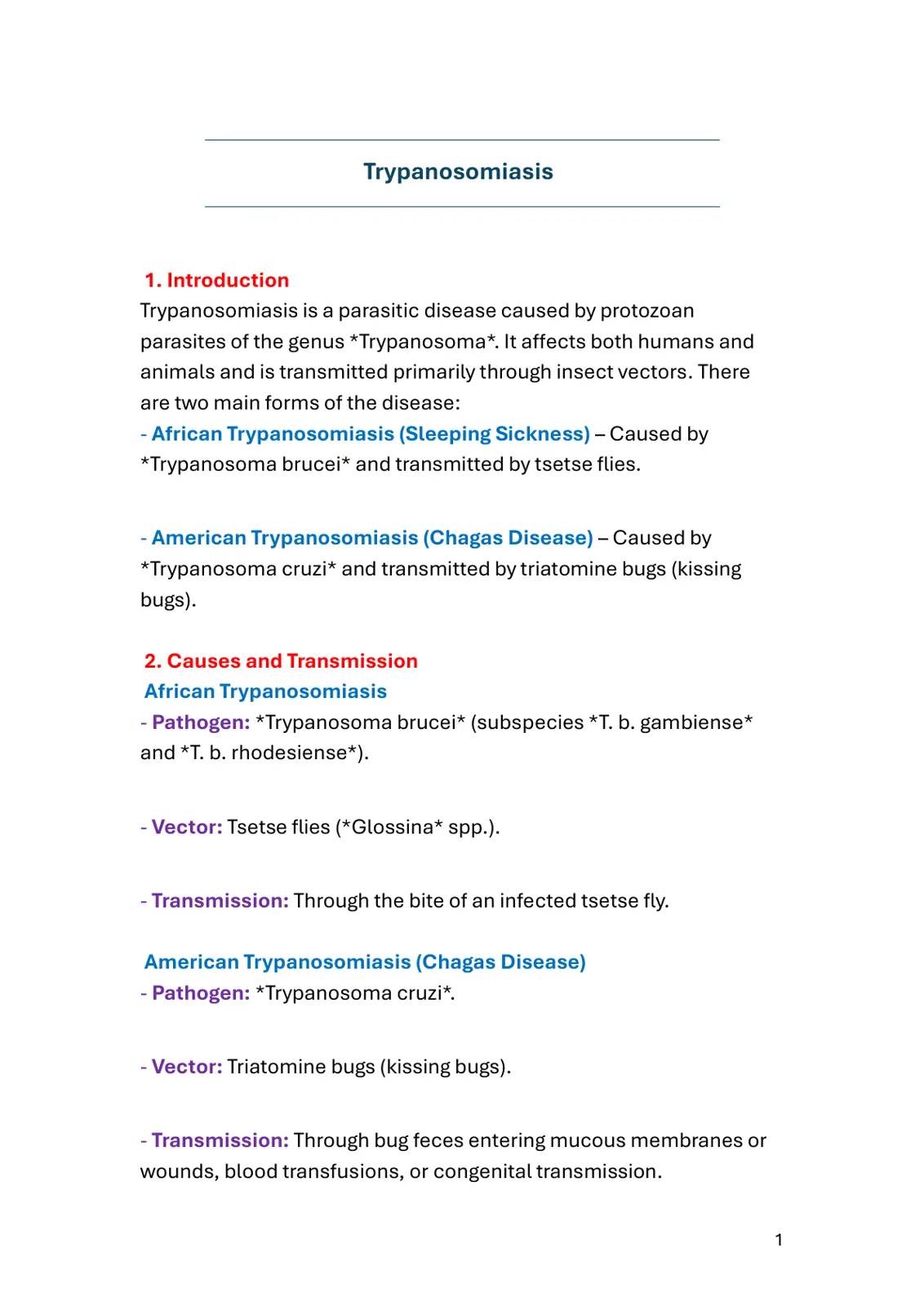 غلاف تقرير Trypanosomiasis