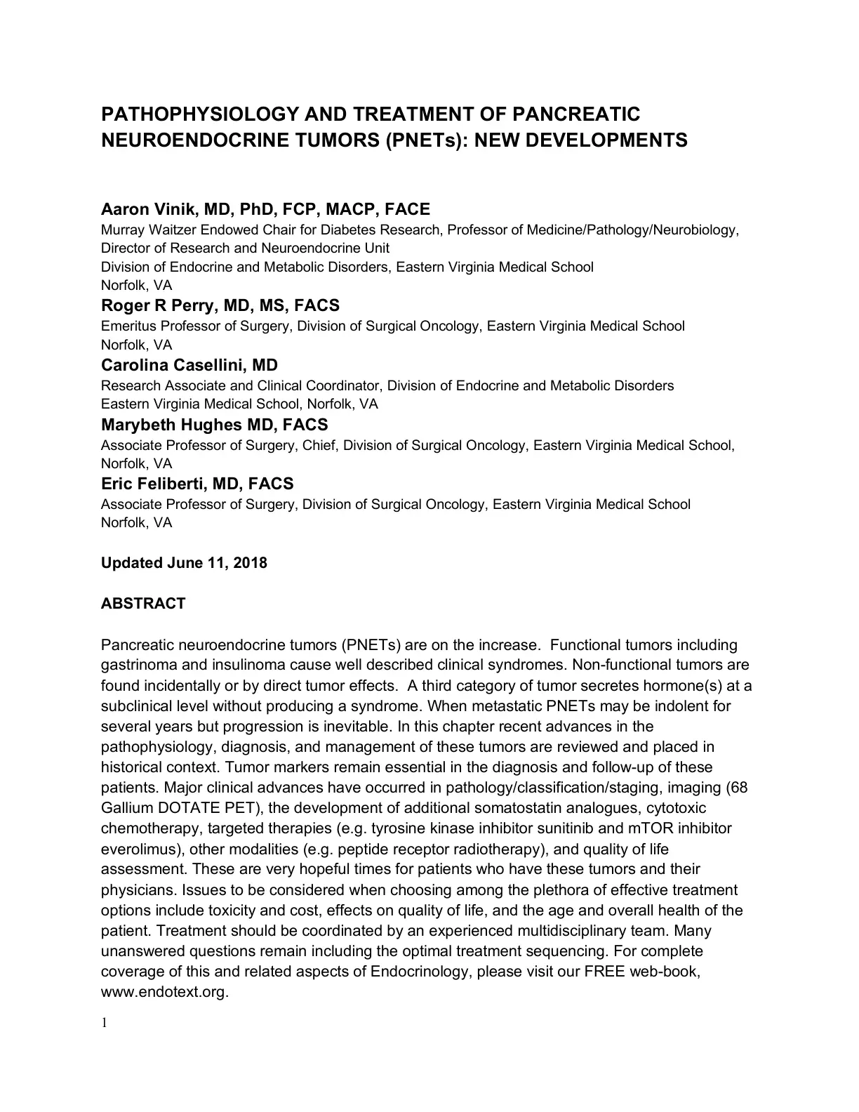 غلاف تقرير Pathophysiology and Treatment of Pancreatic Neuroendocrine Tumors (PNETs): New Developments