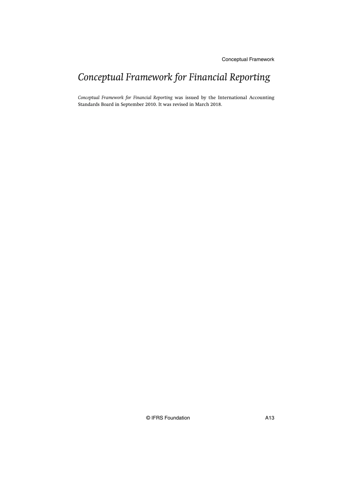 غلاف تقرير Conceptual Framework for Financial Reporting