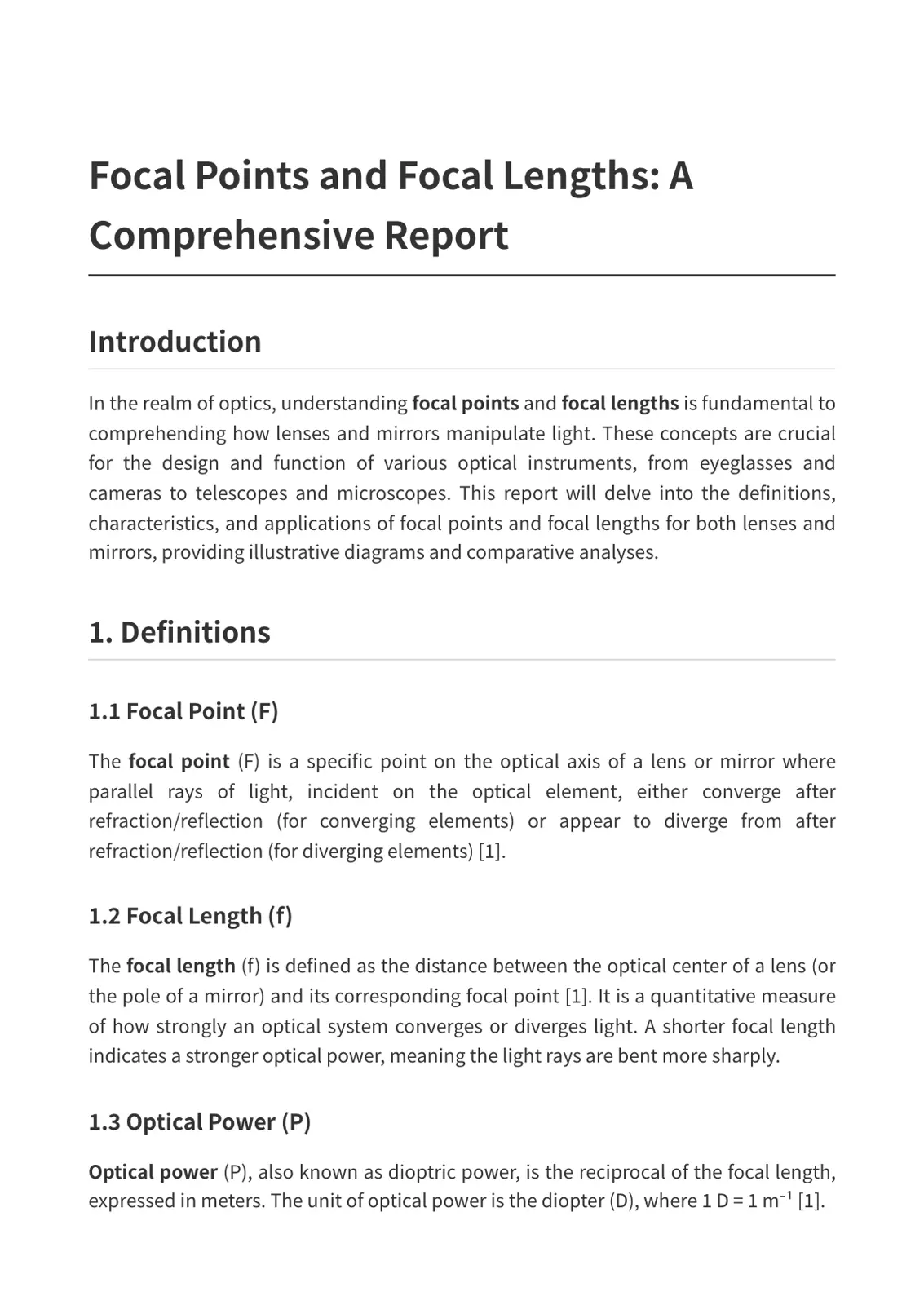 غلاف تقرير Focal Points and Focal Lengths: A Comprehensive Report