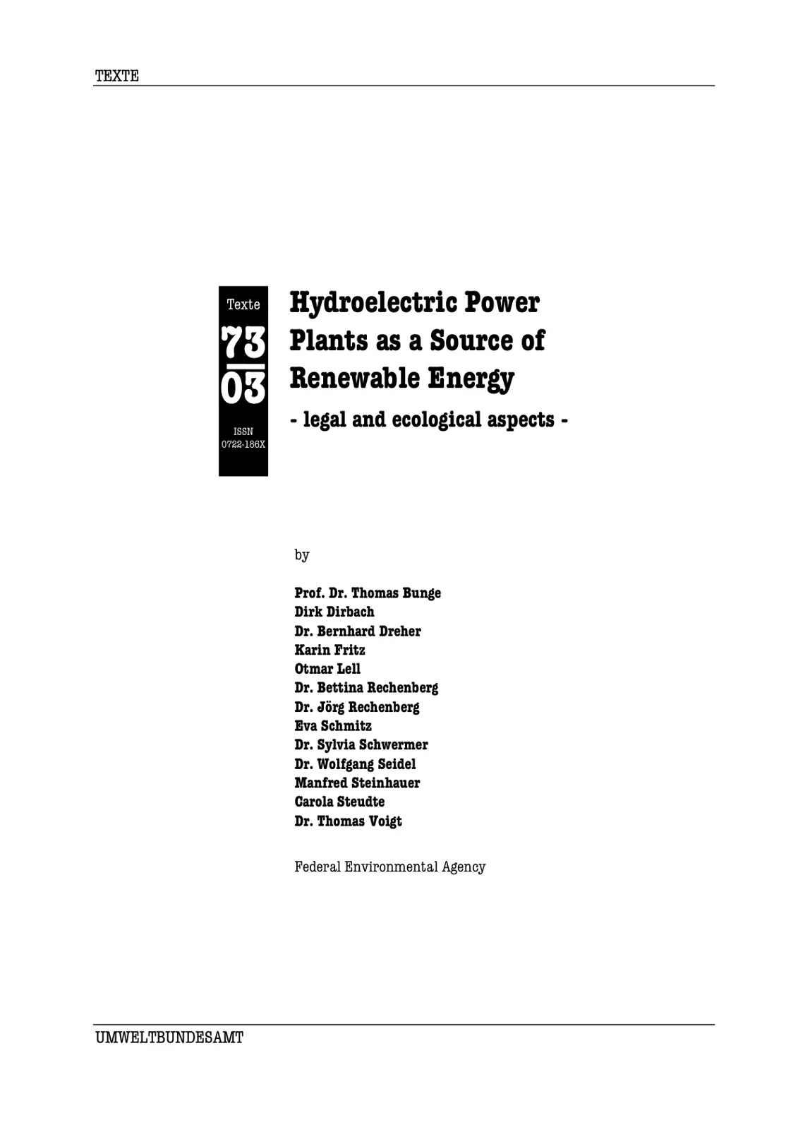 غلاف تقرير Hydroelectric Power 03 Plants as a Source of 73 Renewable Energy