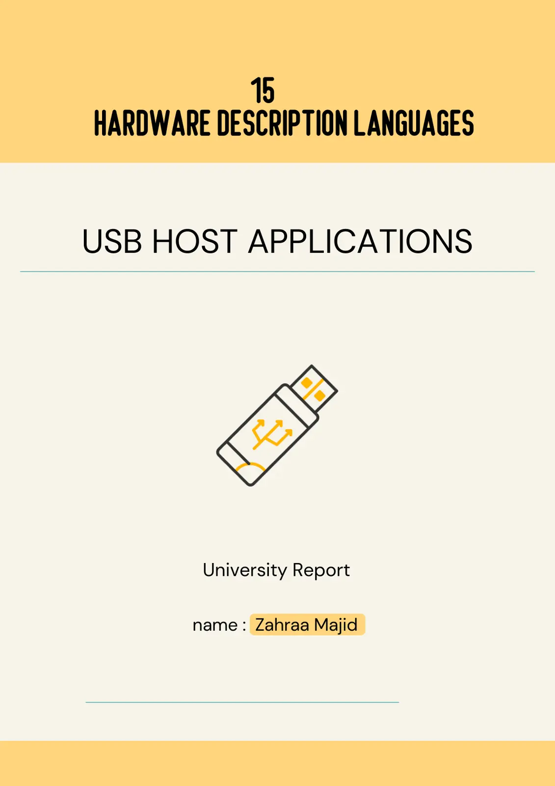 غلاف تقرير HARDWARE DESCRIPTION LANGUAGES: USB HOST APPLICATIONS