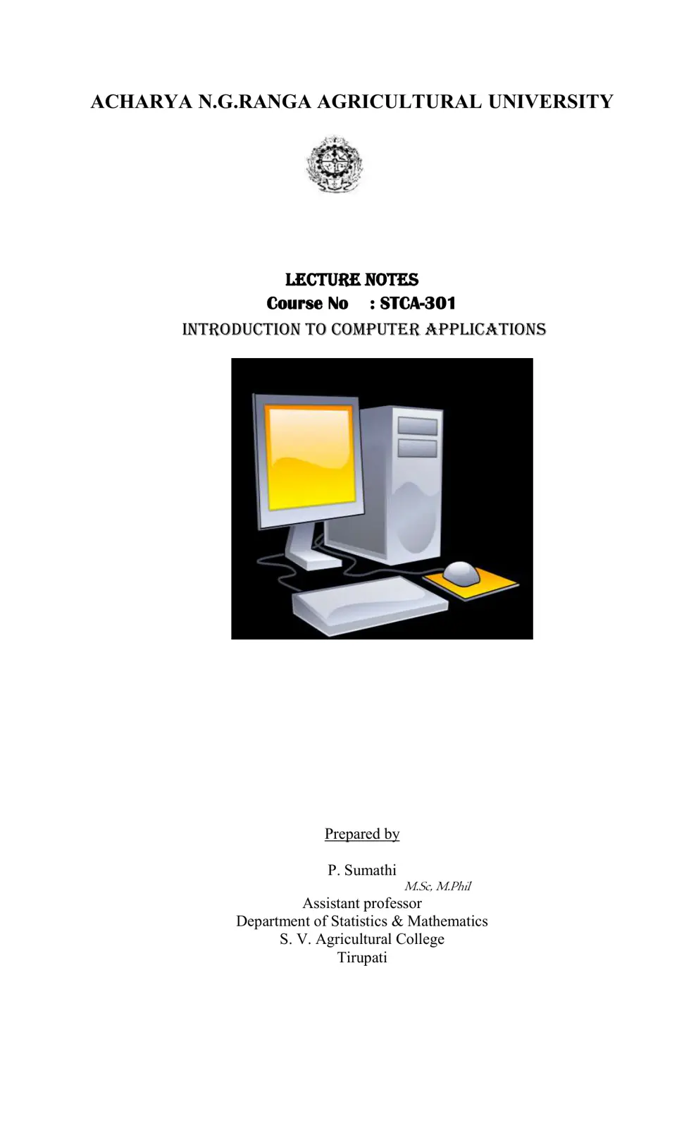 غلاف تقرير INTRODUCTION TO COMPUTER APPLICATIONS