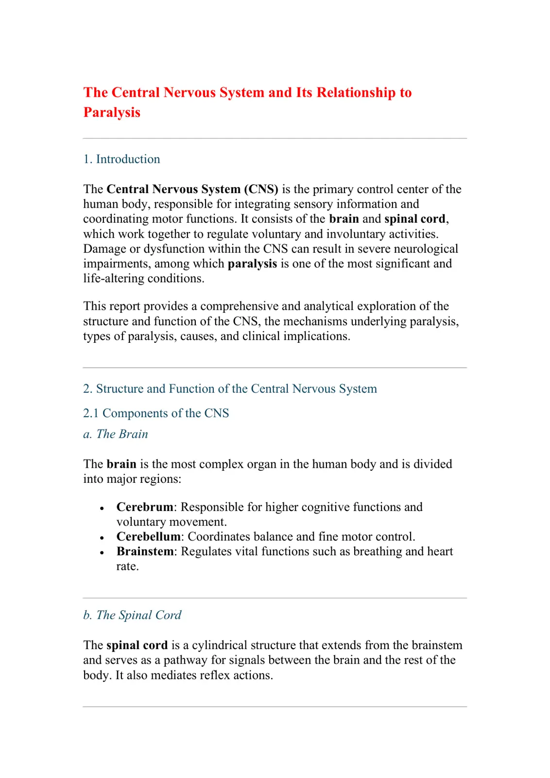 غلاف تقرير The Central Nervous System and Its Relationship to Paralysis