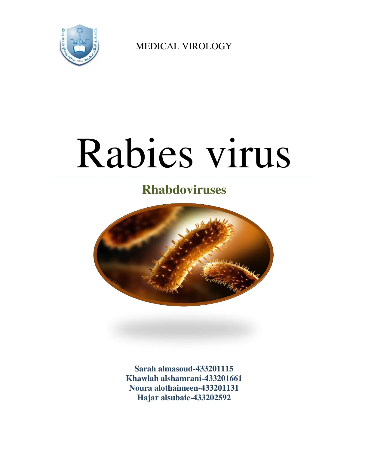 غلاف تقرير Medical Virology: Rabies Virus