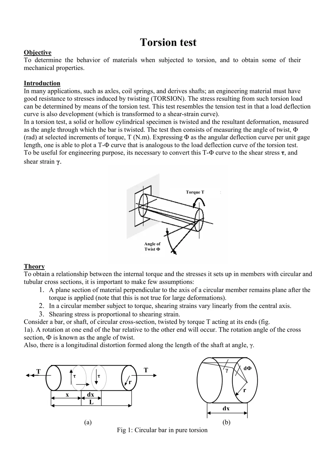 غلاف تقرير Torsion Test