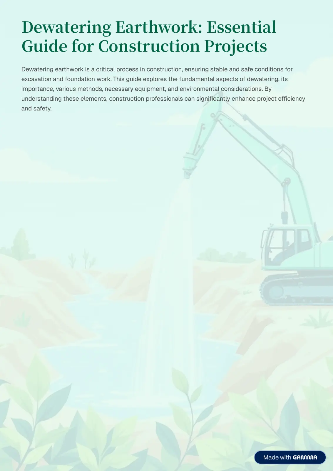 غلاف تقرير Dewatering Earthwork: Essential Guide for Construction Projects