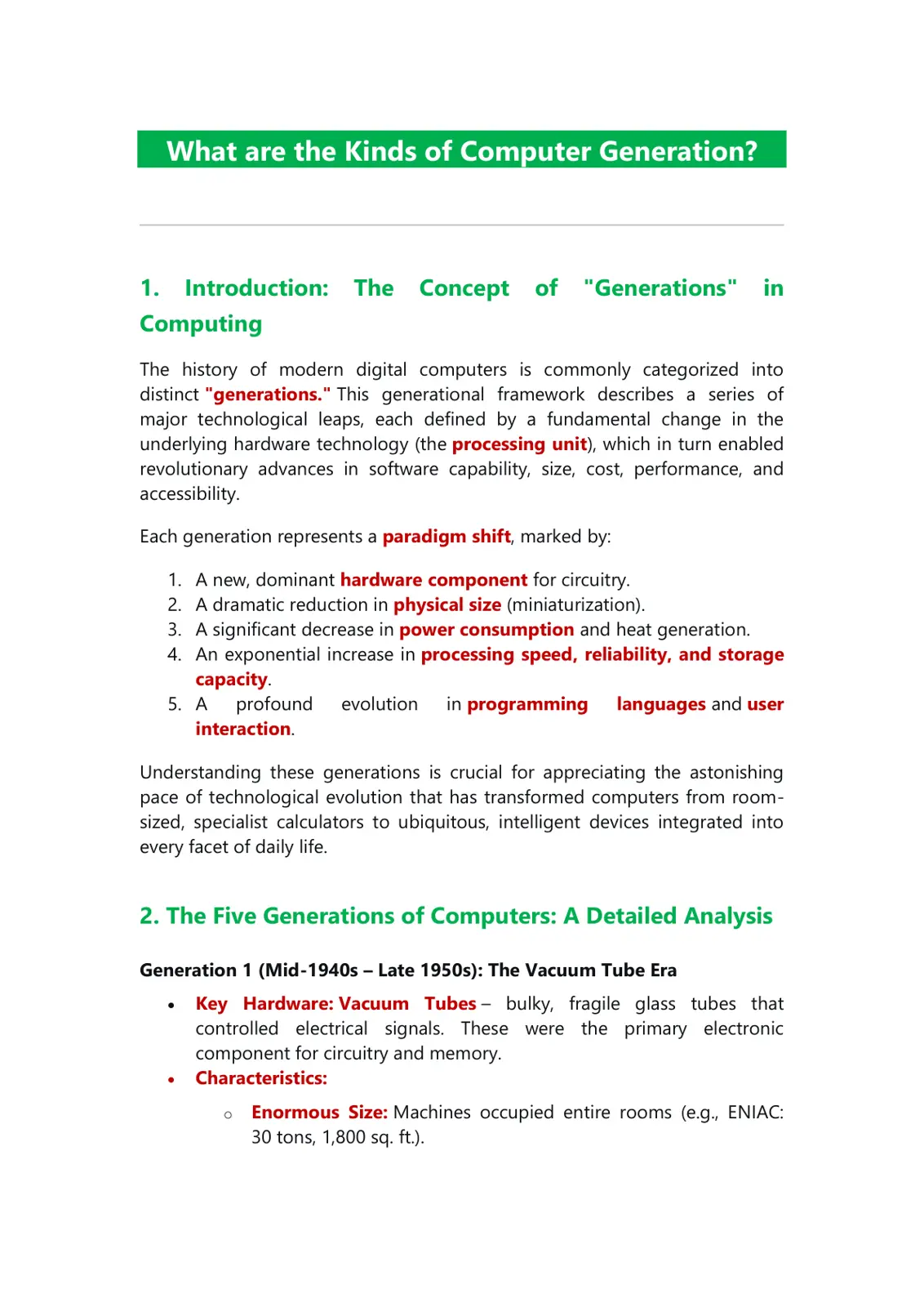 غلاف تقرير What are the Kinds of Computer Generation?