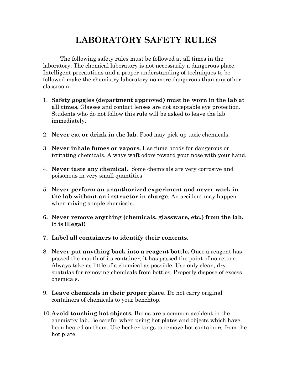 غلاف تقرير LABORATORY SAFETY RULES