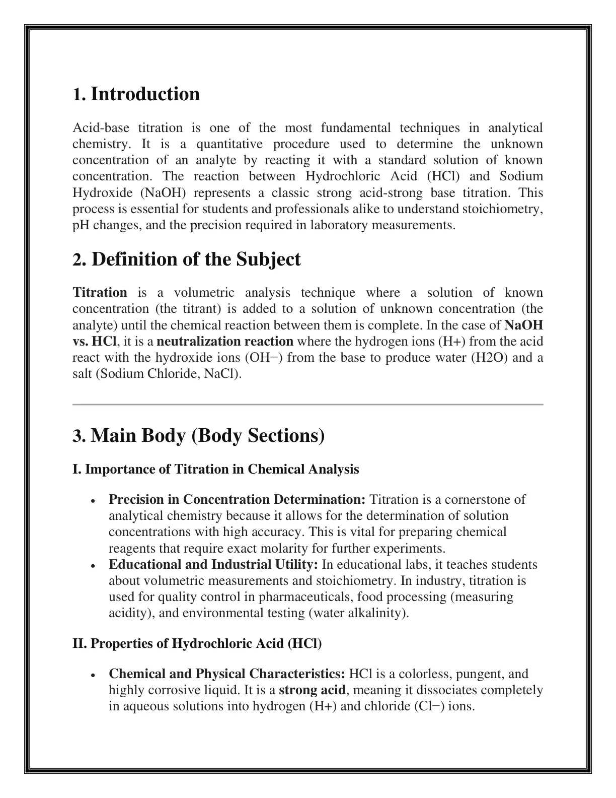 غلاف تقرير Acid-Base Titration