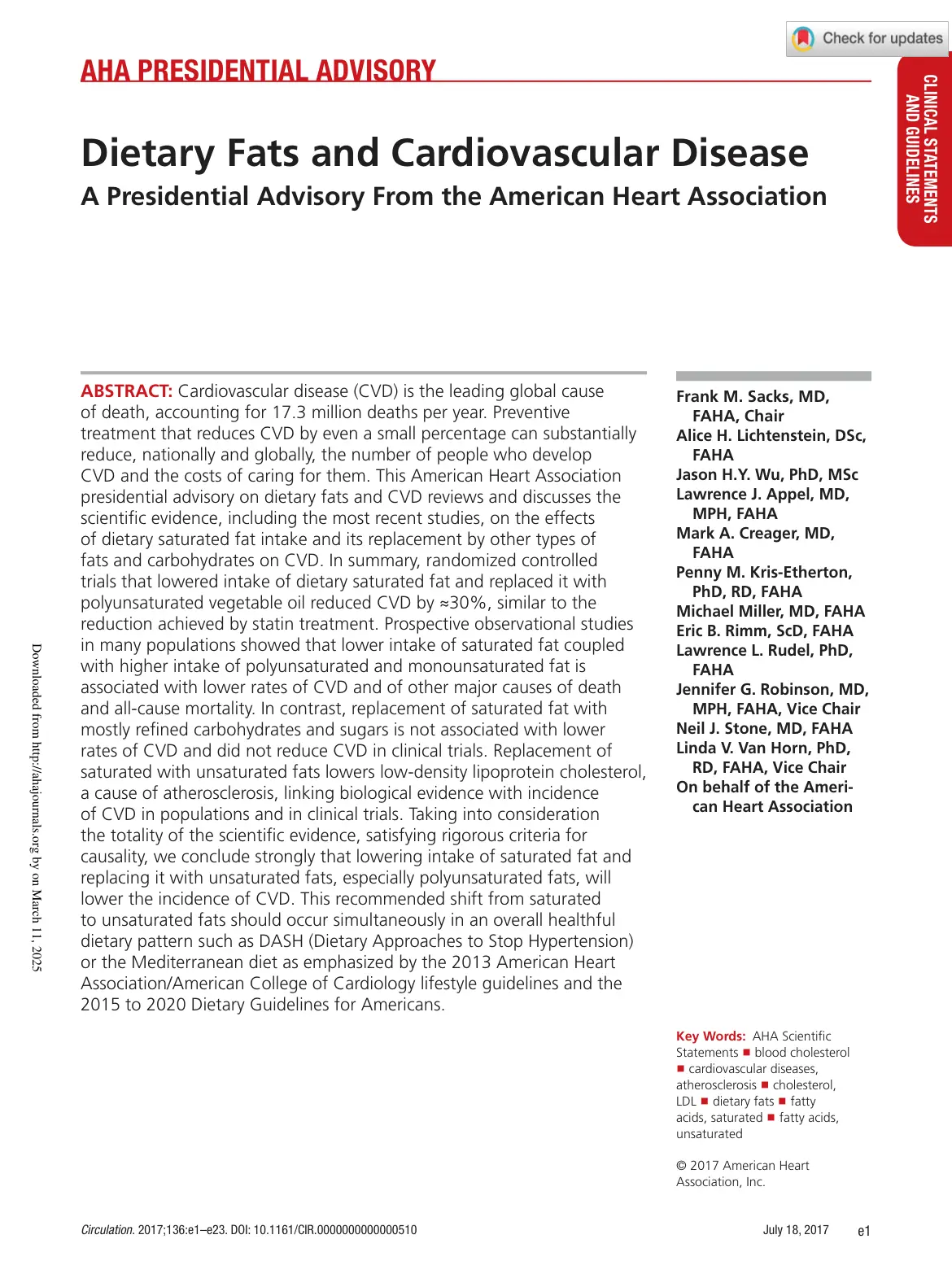 غلاف تقرير Dietary Fats and Cardiovascular Disease