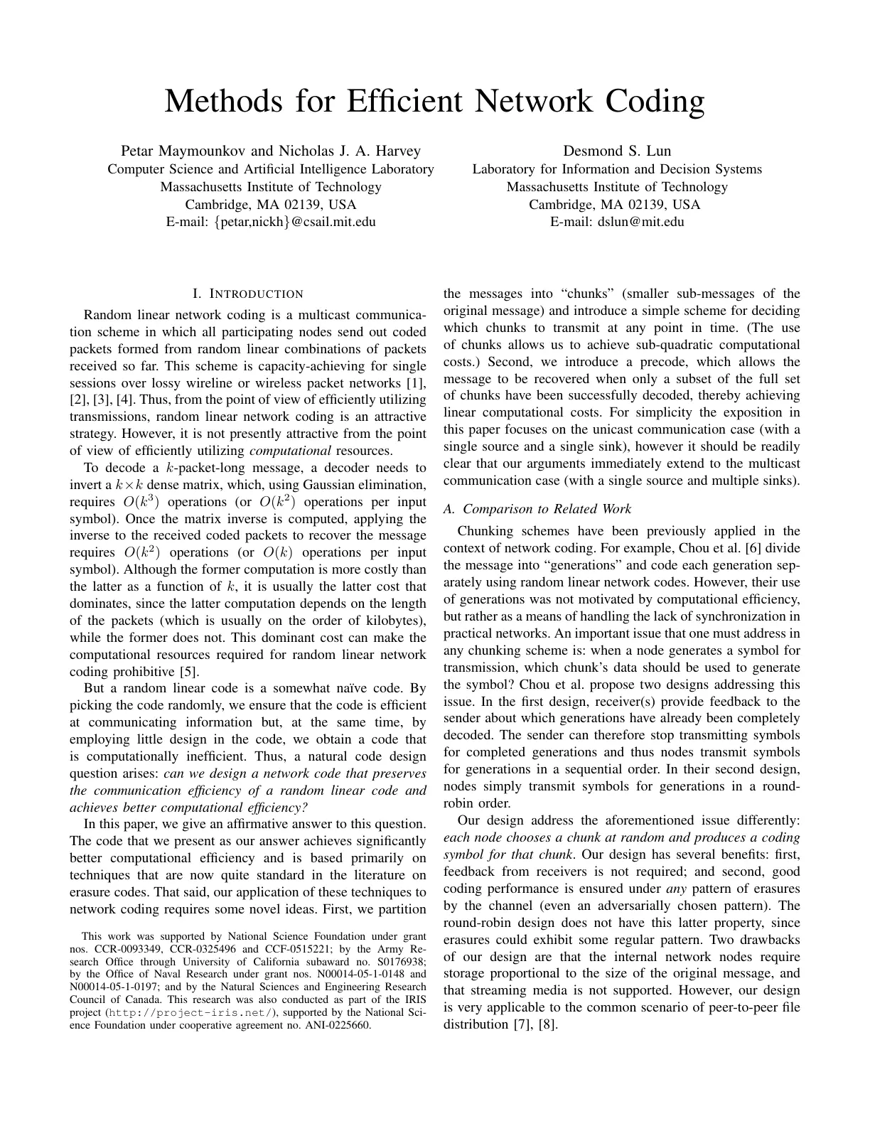غلاف تقرير Methods for Efficient Network Coding