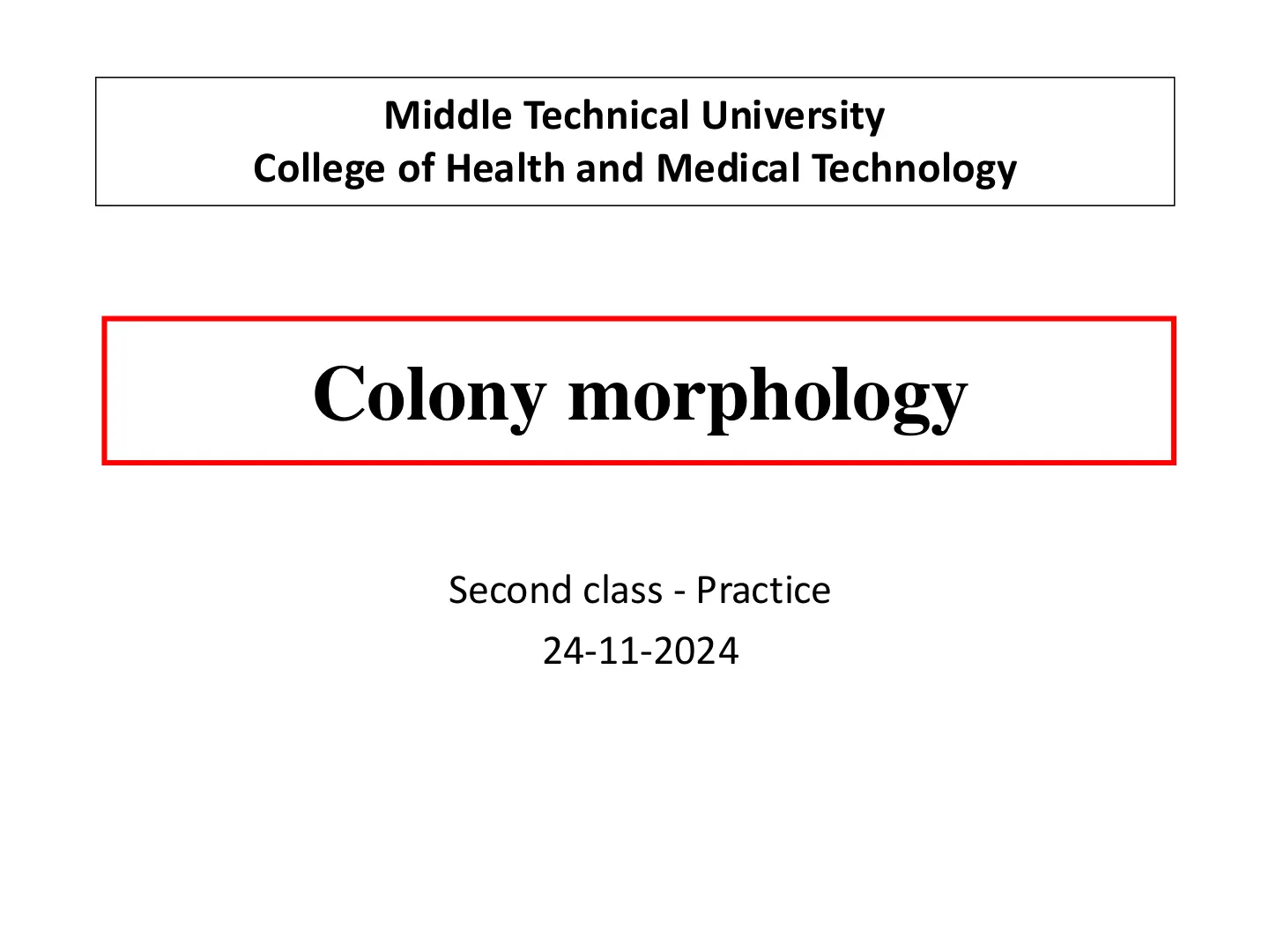غلاف تقرير Colony morphology
