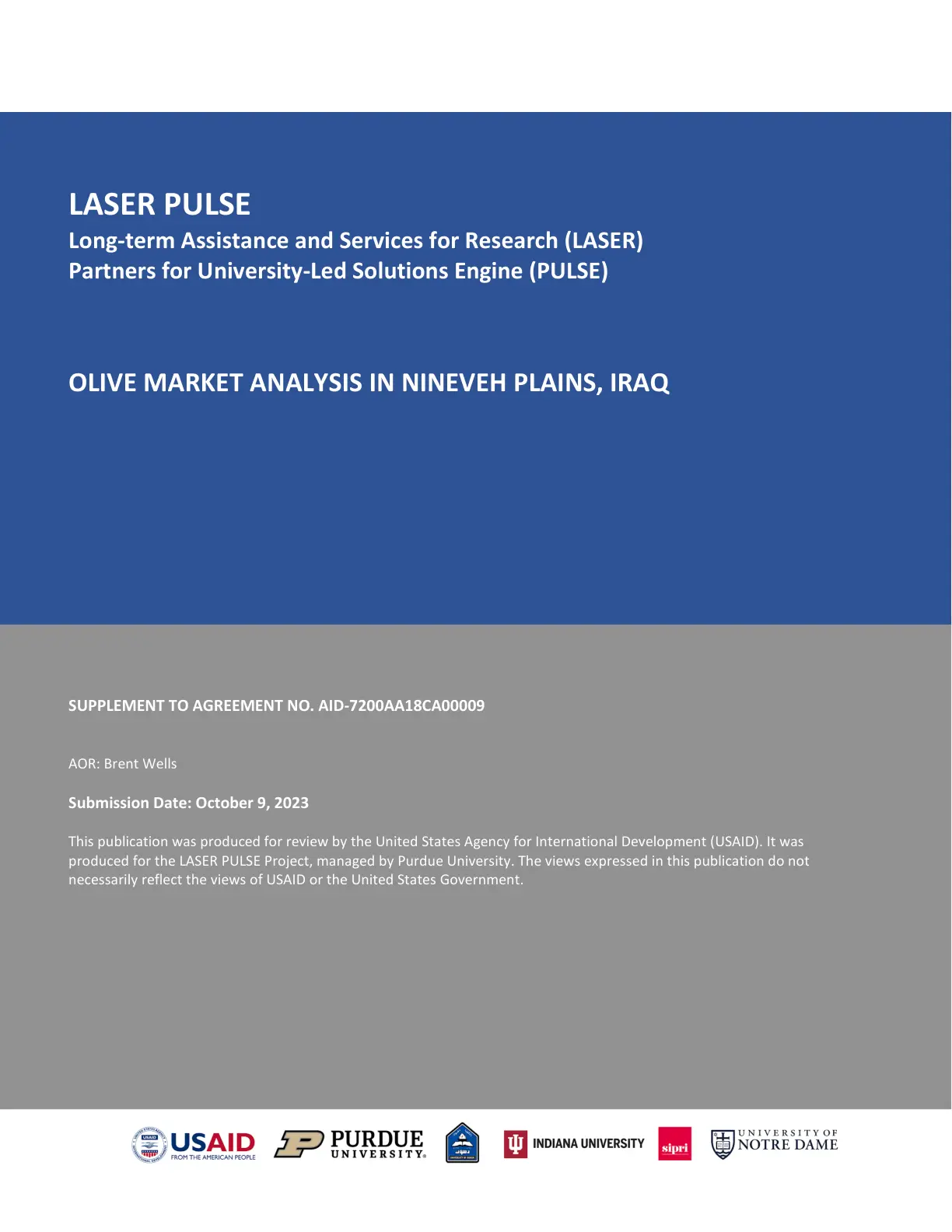 غلاف تقرير Olive Market Analysis in Nineveh Plains, Iraq