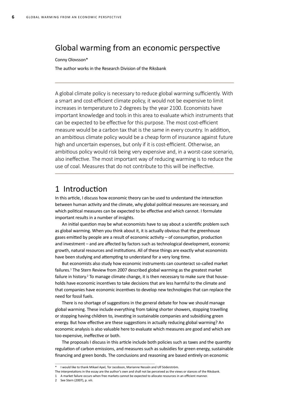 غلاف تقرير Global warming from an economic perspective