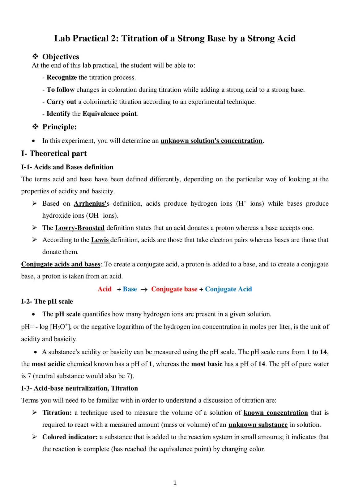غلاف تقرير Titration of a Strong Base by a Strong Acid