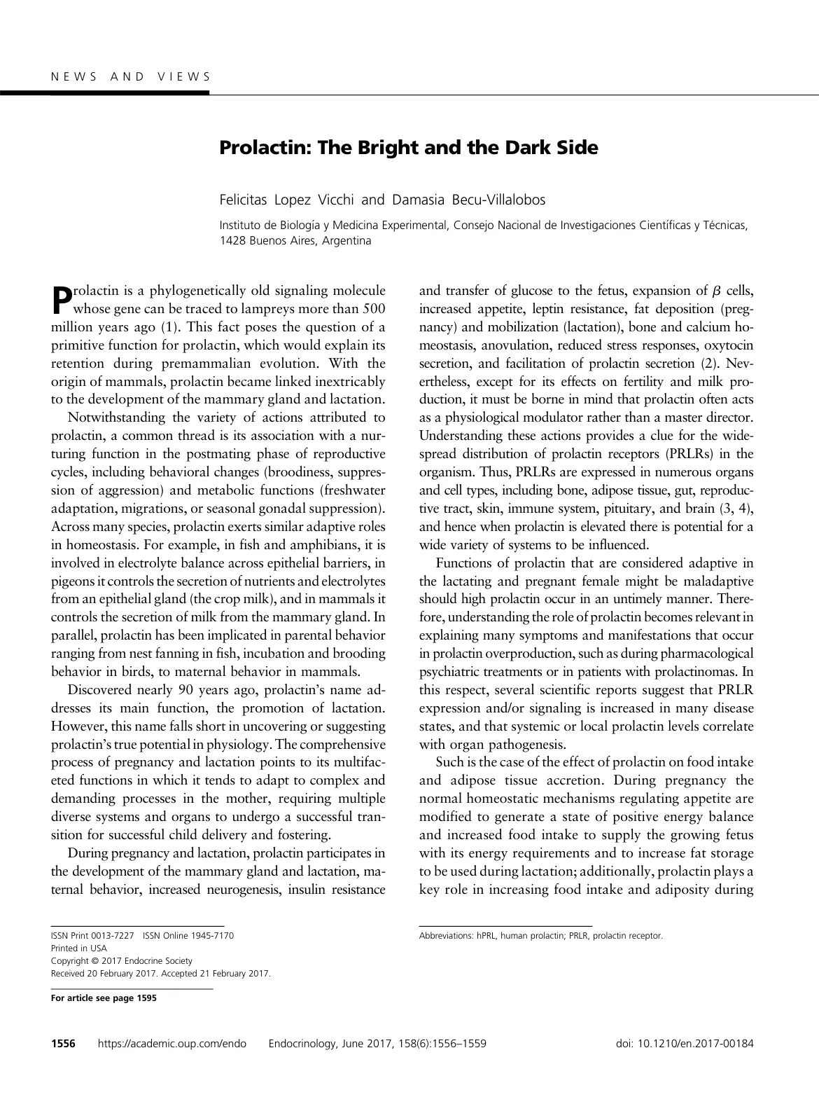 غلاف تقرير Prolactin: The Bright and the Dark Side