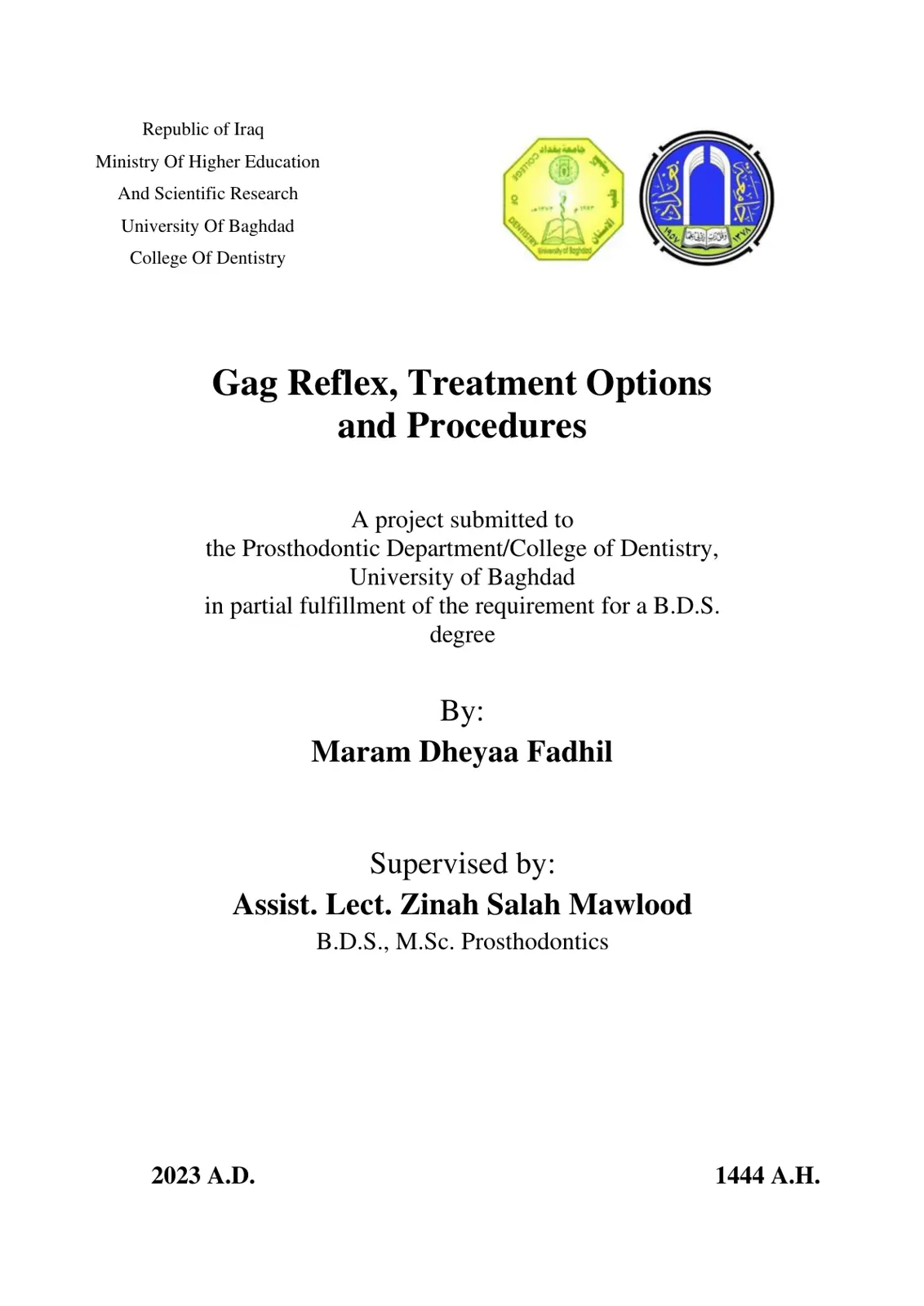 غلاف تقرير Gag Reflex, Treatment Options and Procedures