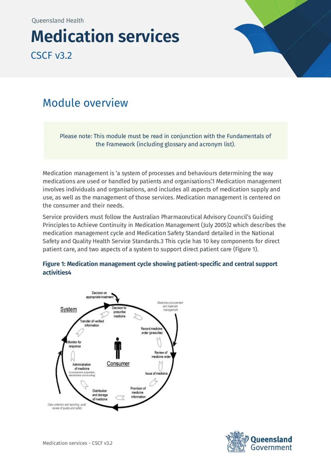 غلاف تقرير Medication services CSCF v3.2 Module overview