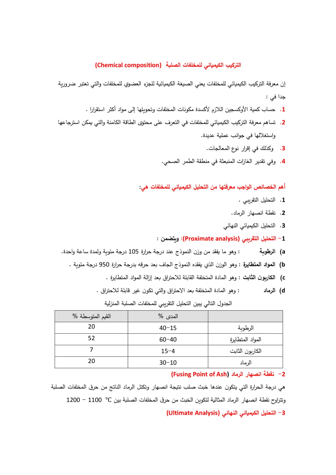 غلاف تقرير التركيب الكيميائي للمخلفات الصلبة