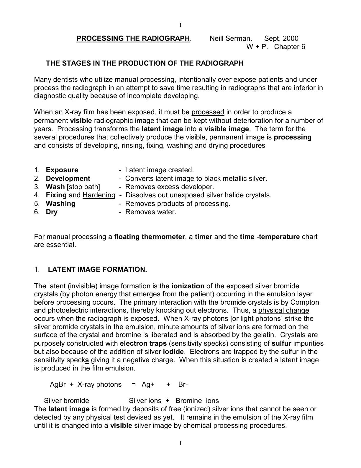غلاف تقرير PROCESSING THE RADIOGRAPH