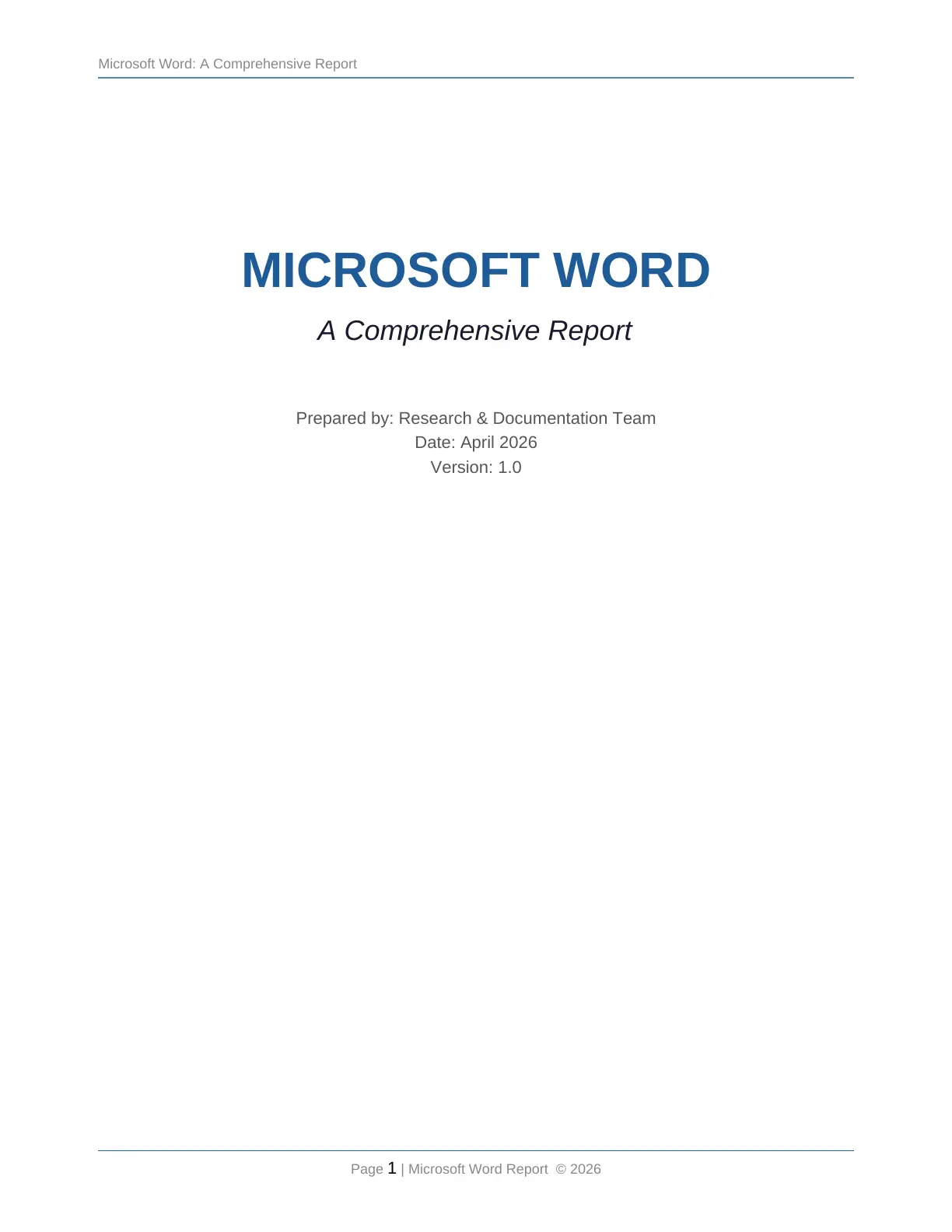 غلاف تقرير Microsoft Word: A Comprehensive Report