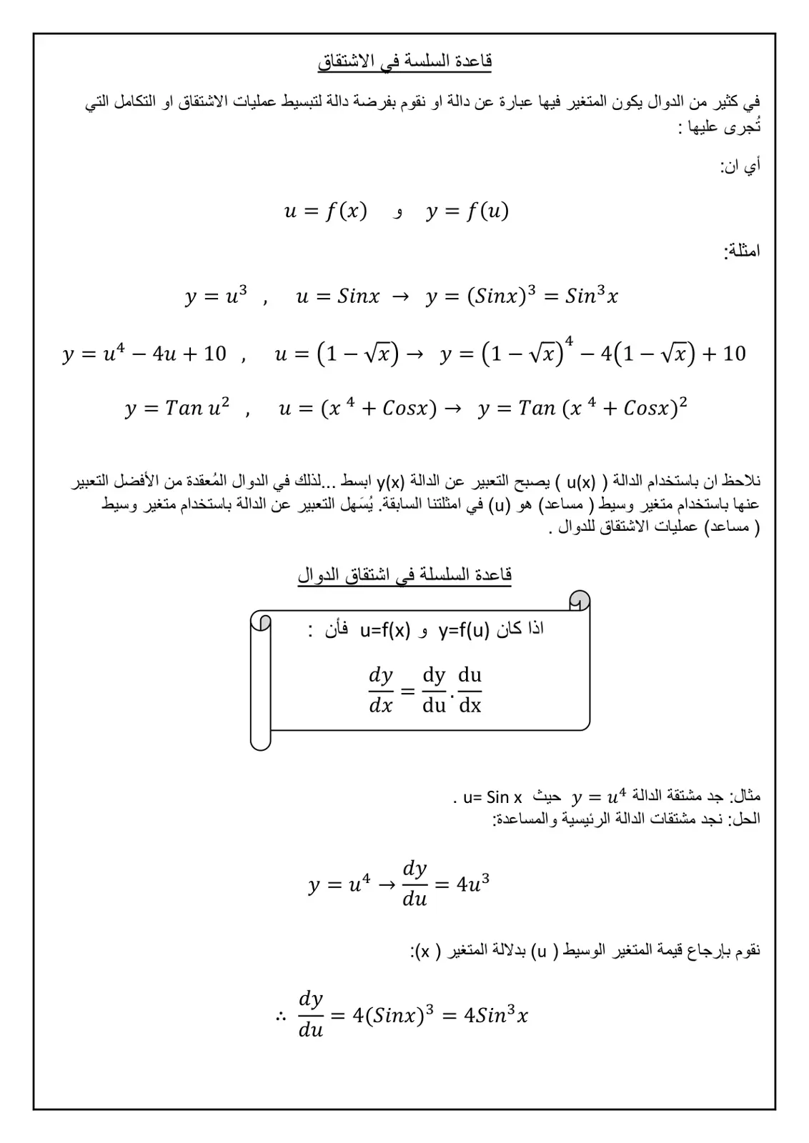 غلاف تقرير قاعدة السلسلة في الاشتقاق