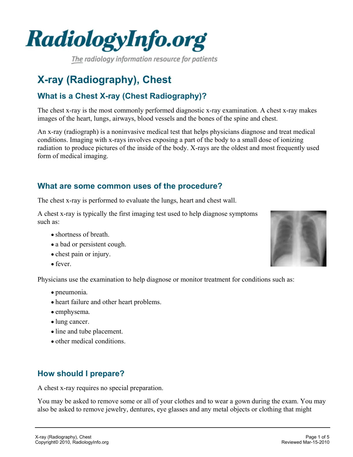 غلاف تقرير X-ray (Radiography), Chest