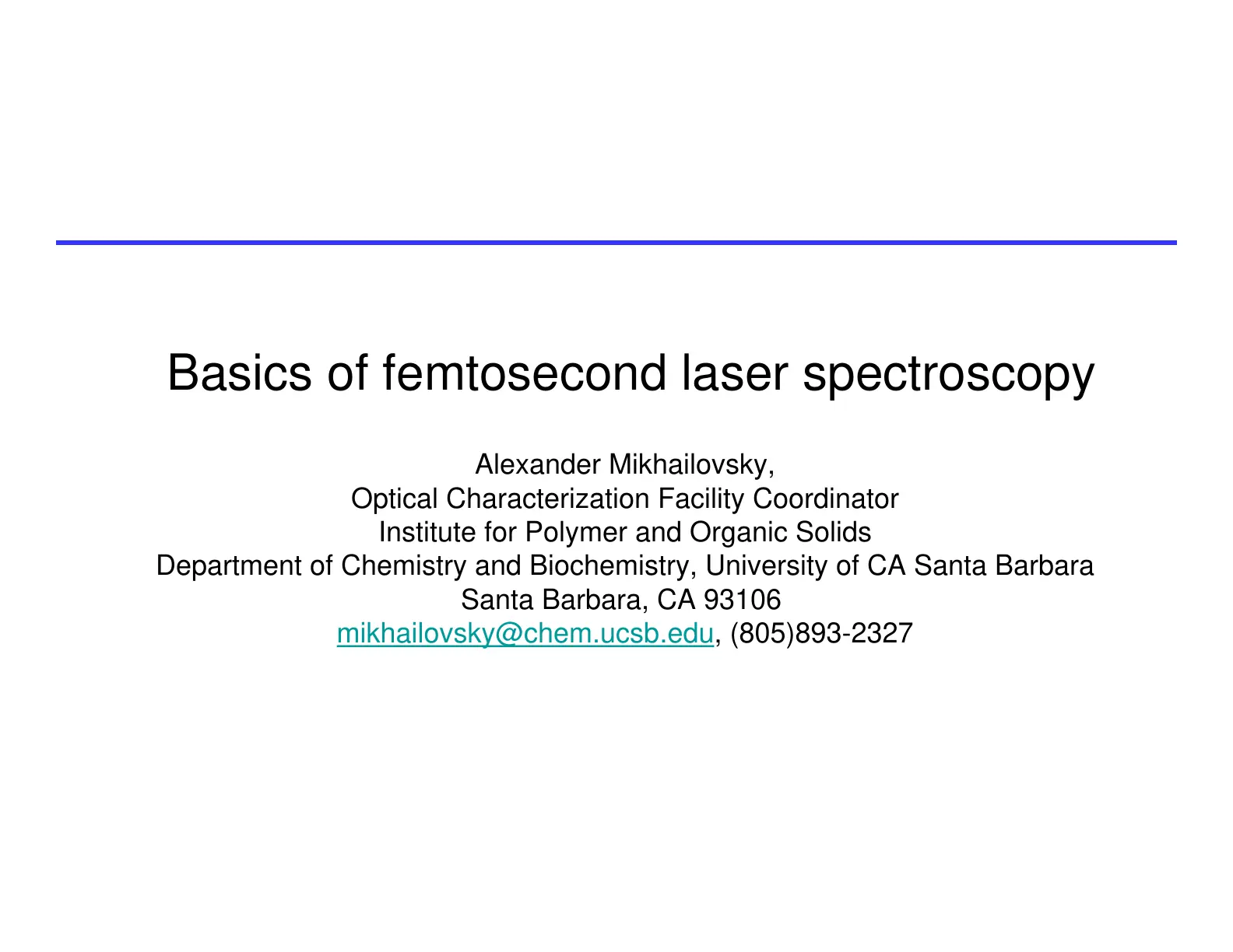 غلاف تقرير Basics of femtosecond laser spectroscopy