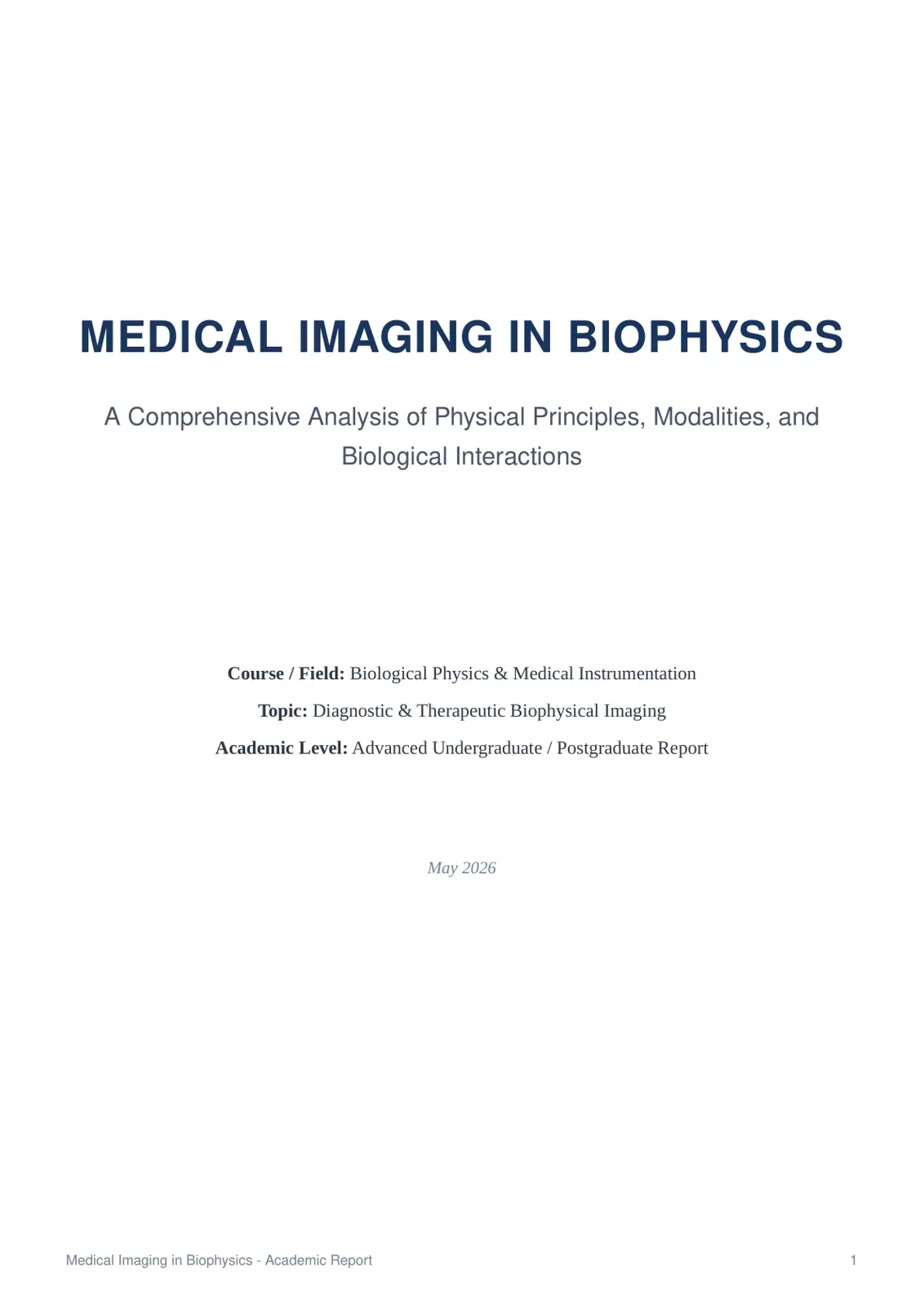 غلاف تقرير Medical Imaging in Biophysics
