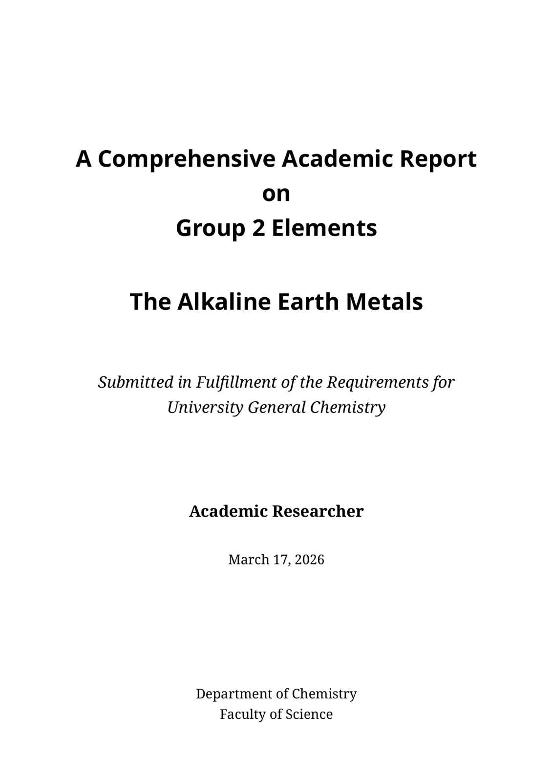 غلاف تقرير Group 2 Elements: The Alkaline Earth Metals