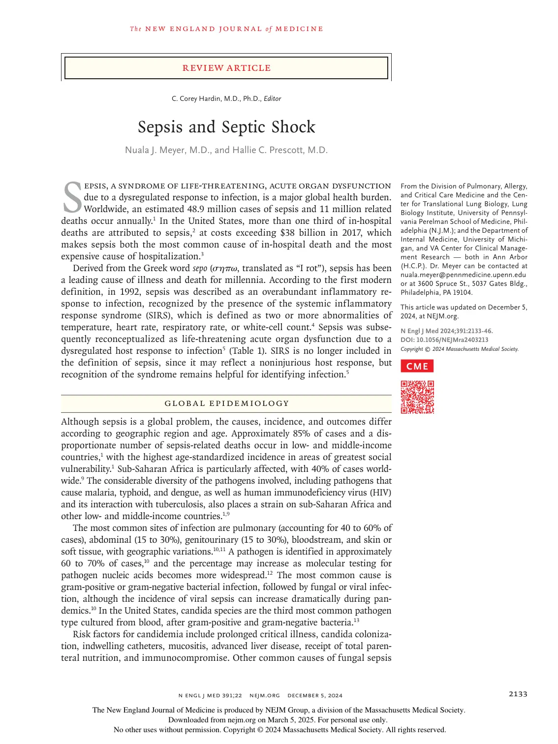 غلاف تقرير Sepsis and Septic Shock