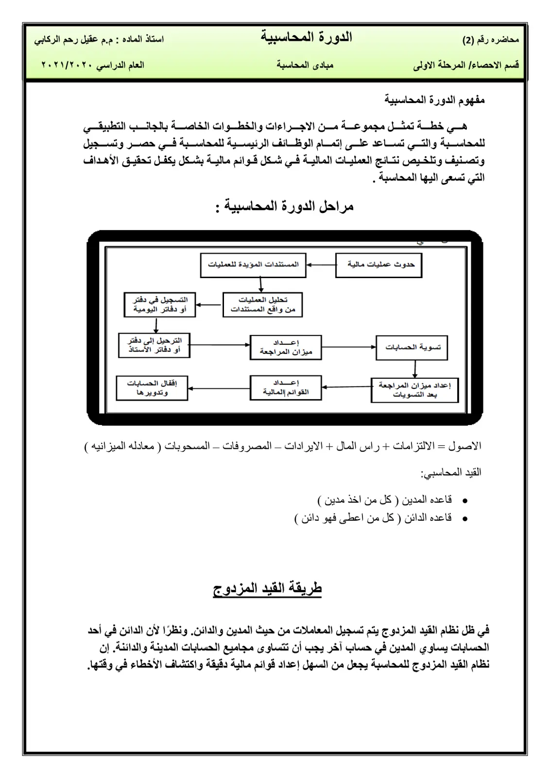 غلاف تقرير الدورة المحاسبية