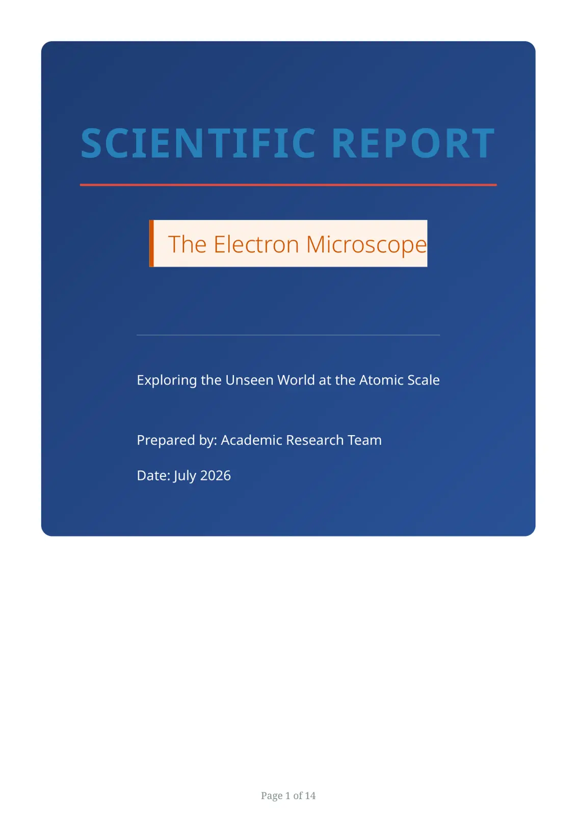 غلاف تقرير The Electron Microscope: Exploring the Unseen World at the Atomic Scale