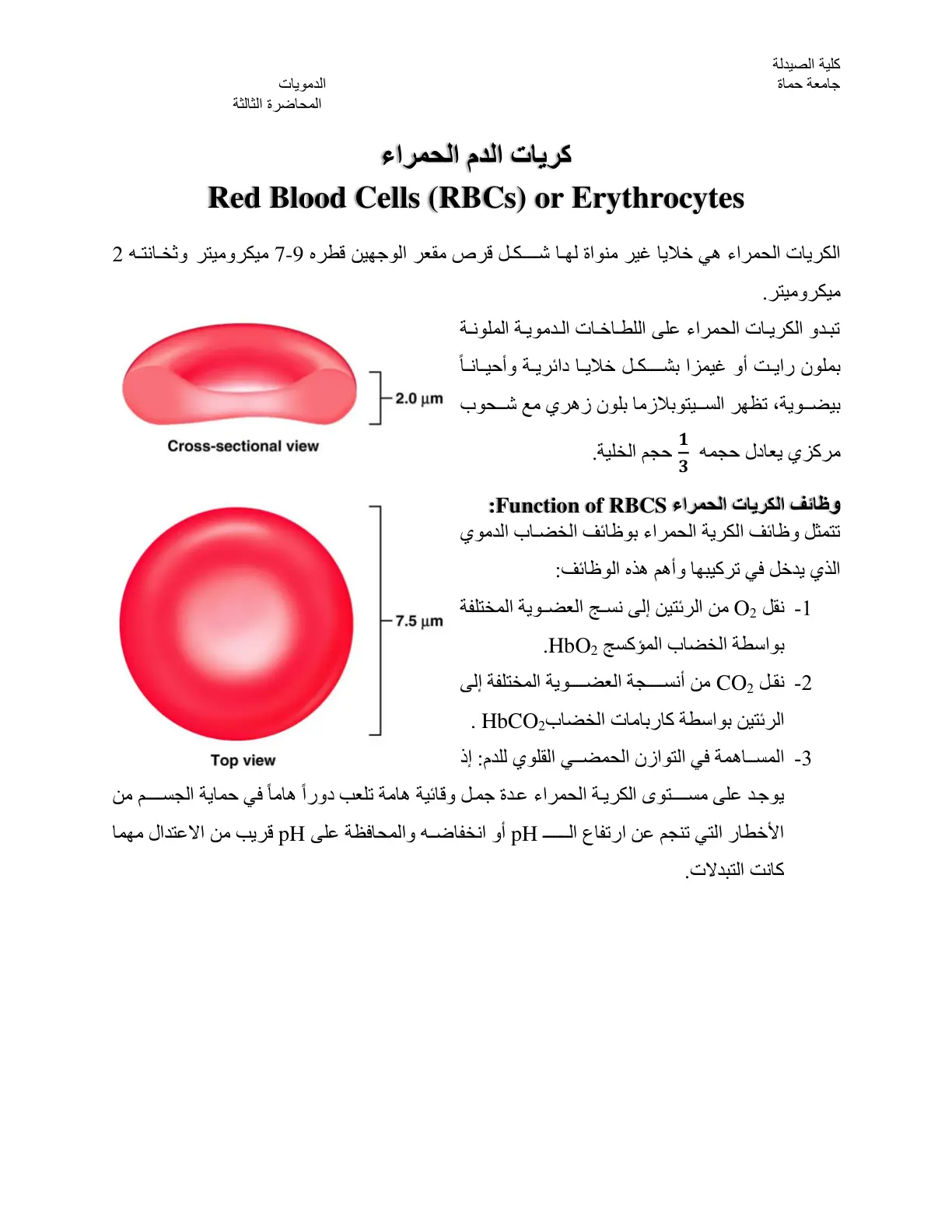 غلاف تقرير كريات الدم الحمراء (Red Blood Cells (RBCs) or Erythrocytes)