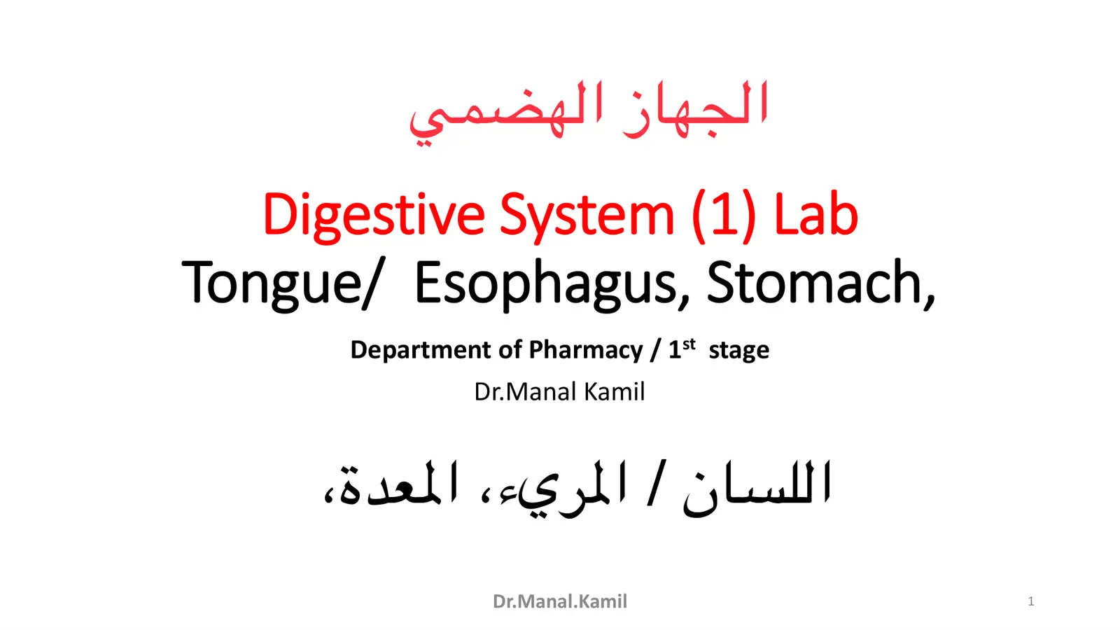غلاف تقرير الجهاز الهضمي (Digestive System) - Lab 1