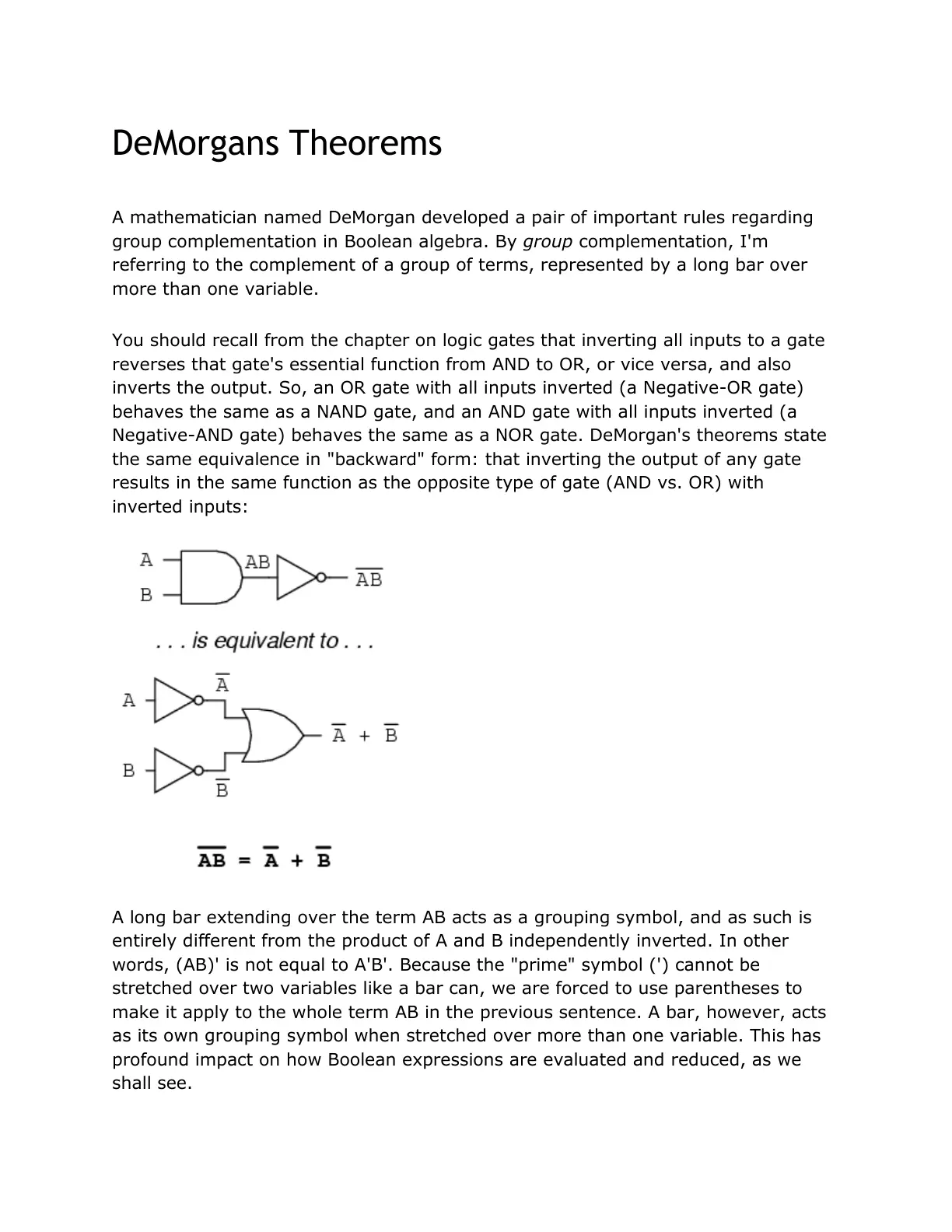 غلاف تقرير DeMorgans Theorems